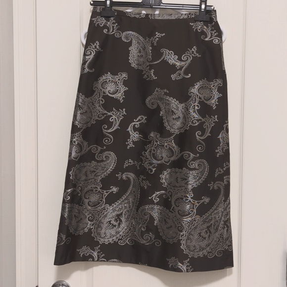 Dark brown and shiny silver Mark Aurel a-line skirt - Picture 1 of 3
